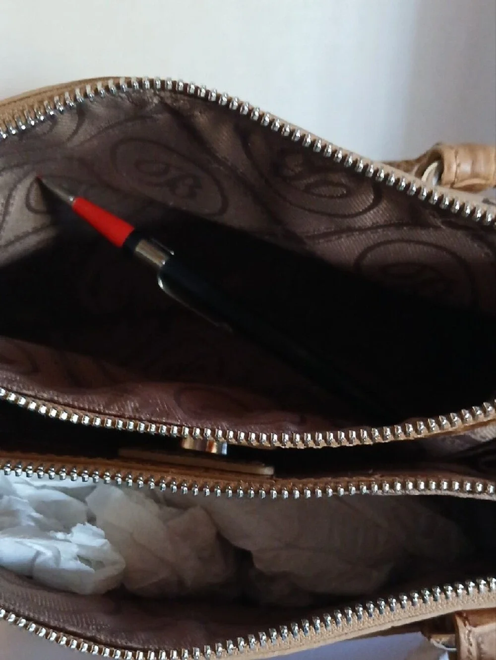 Brighton Croc-Embossed Satchel in Tan